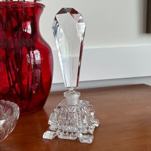 perfume bottle Art Deco heavy crystal antique collectible clear glass undamaged